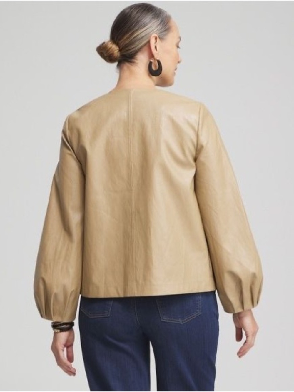 Chico's, Brioche Balloon Sleeve Faux Leather Jacket, 3.5 - Picture 2 of 9